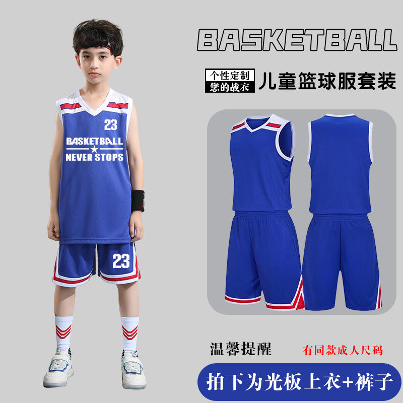 Children's Basketball Uniform Set Men's Basketball Team Uniform Jersey Basketball Training Camp School Sports Meeting Children's Basketball Team Uniform Number Printing