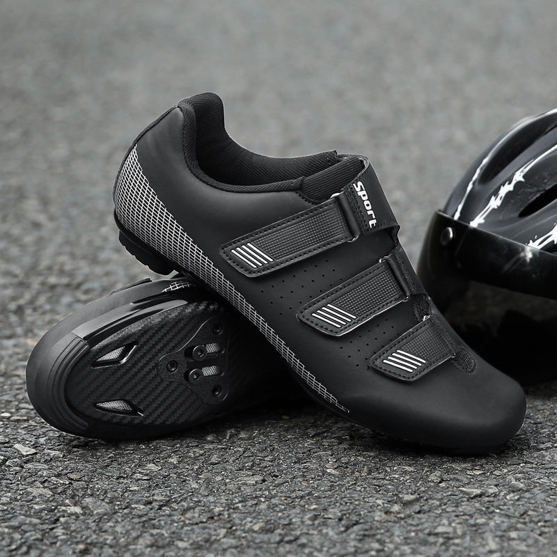 Cross-Border Locking Cycling Shoes for Men, Road Bike Shoes for Women, Black Professional Mountain Bike Locking Shoes, Universal for Three Types of Soles