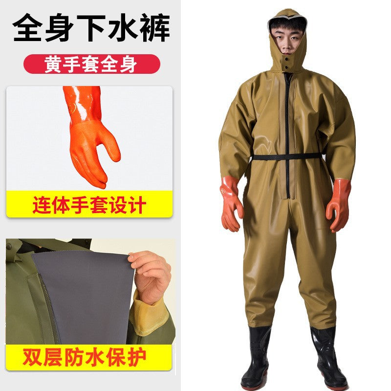 Wholesale full body water pants outdoor wear-resistant one-piece wading pants fishing digging lotus root fishing