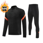 Autumn and Winter Velvet Half-Zip Pullover Long-Sleeved Training Clothing Set Kidsren's Football Appearance Clothing Running Sportswear Customization