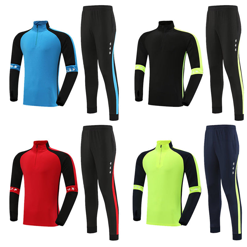 2024 autumn and winter football uniform half zipper long sleeve coat children's adult training clothing suit sports appearance clothing fleece-lined