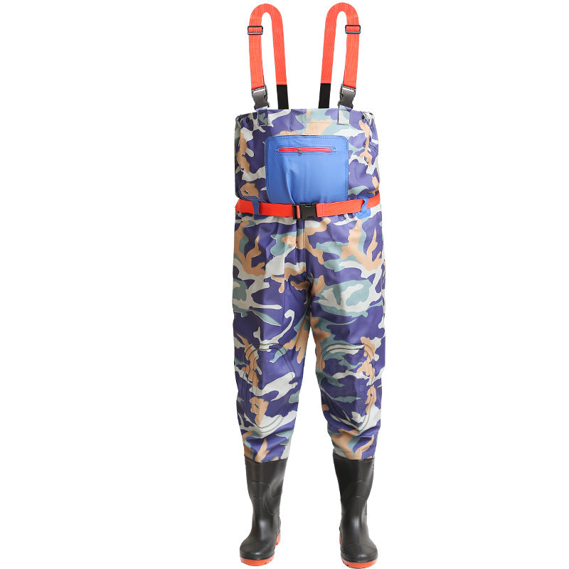 Anti-puncture Steel Bottom Double Knee-pads Water Pants Half-length Rain Pants Waterproof Clothes Catching Fish-catching Hooded Fishing Leather Fork Water Vent