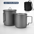 TA1 Pure Titanium Mug Outdoor Picnic Water Cup Coffee Cup Camping Tea Portable Single Layer Folding Handle Drinking Water