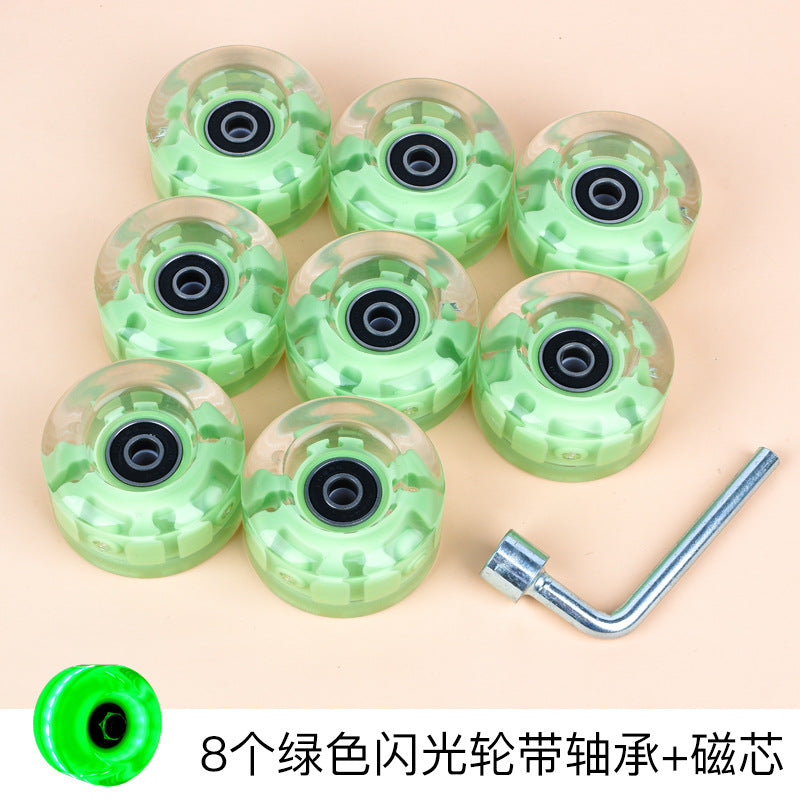 Double-row roller skates luminous wheel four-wheel skates skateboard universal transparent flash wheel skating rink roller skate wheel