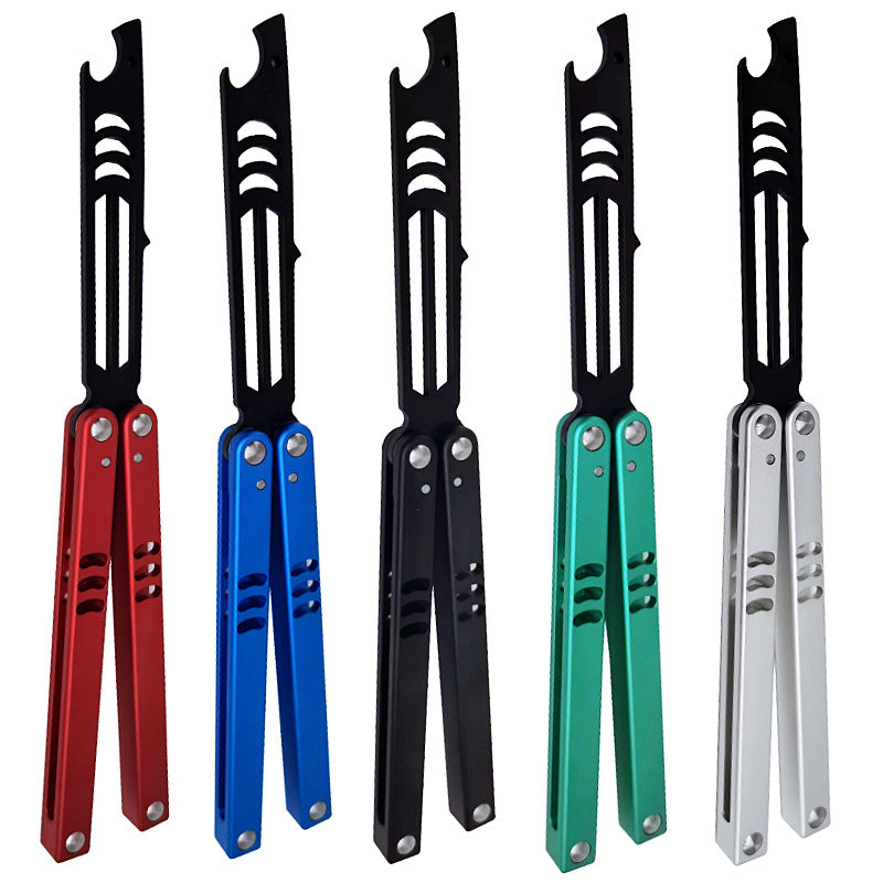 Factory Direct Sales Shark Butterfly Practice Knife Shaft Set Safety Version Fancy Training Knife Bottle Opener Unedged