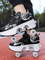 Pulley heloo shoes roller skates four-wheel deformation shoes double-row wheel shoes four-wheel two-wheel skates