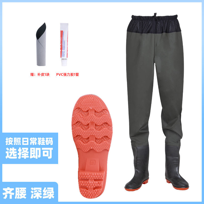 Wholesale water pants rain pants water shoes conjoined catch fish waterproof pants men and women fishing bust leather fork wading pants fishing suit