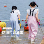 Children's water-playing one-piece water pants sea-catching equipment kindergarten boys and girls rain boots full body waterproof beach rain pants