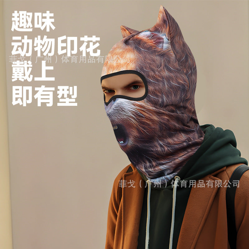 Summer Riding Mask Face Gini Women's Full Face Quick-drying Motorcycle Headgear Men's 3D Color Interesting Animal Headgear