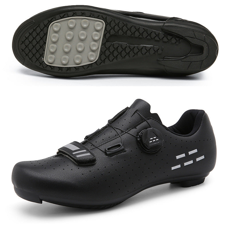 Road Mountain Men's and Women's Locked Bicycle Lockless Shoes Hard Sole Spinning Bicycle Riding Shoes Gym Black