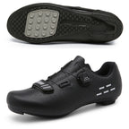 Road Mountain Men's and Women's Locked Bicycle Lockless Shoes Hard Sole Spinning Bicycle Riding Shoes Gym Black
