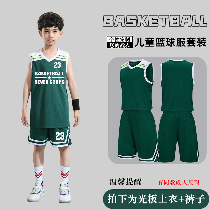 Children's Basketball Uniform Set Men's Basketball Team Uniform Jersey Basketball Training Camp School Sports Meeting Children's Basketball Team Uniform Number Printing