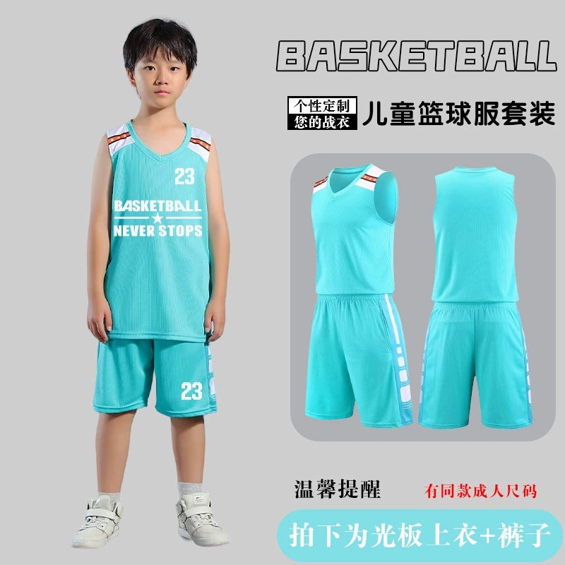 Children's Basketball Uniform Set Men's Basketball Team Uniform Jersey Basketball Training Camp School Sports Meeting Children's Basketball Team Uniform Number Printing