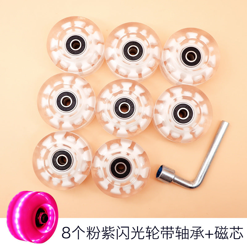 Double-row roller skates luminous wheel four-wheel skates skateboard universal transparent flash wheel skating rink roller skate wheel