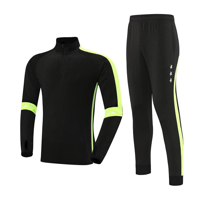 2024 autumn and winter football uniform half zipper long sleeve coat children's adult training clothing suit sports appearance clothing fleece-lined