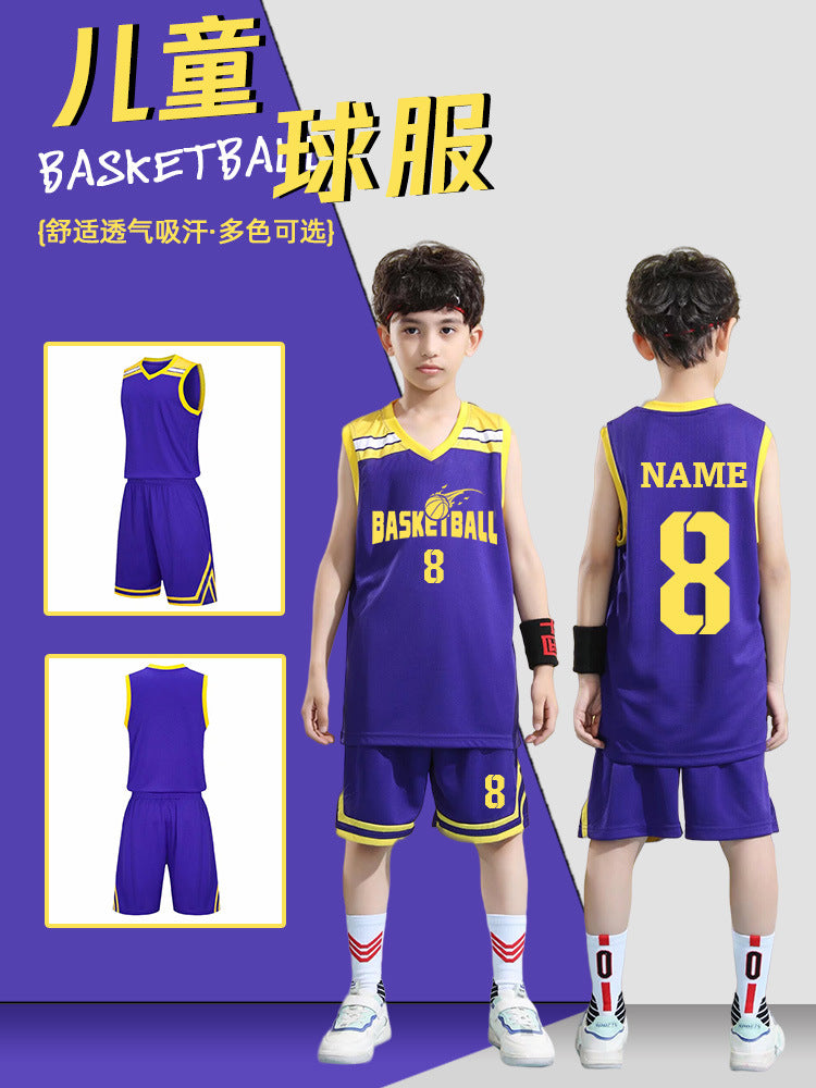Children's Basketball Uniform Set Men's Basketball Team Uniform Jersey Basketball Training Camp School Sports Meeting Children's Basketball Team Uniform Number Printing