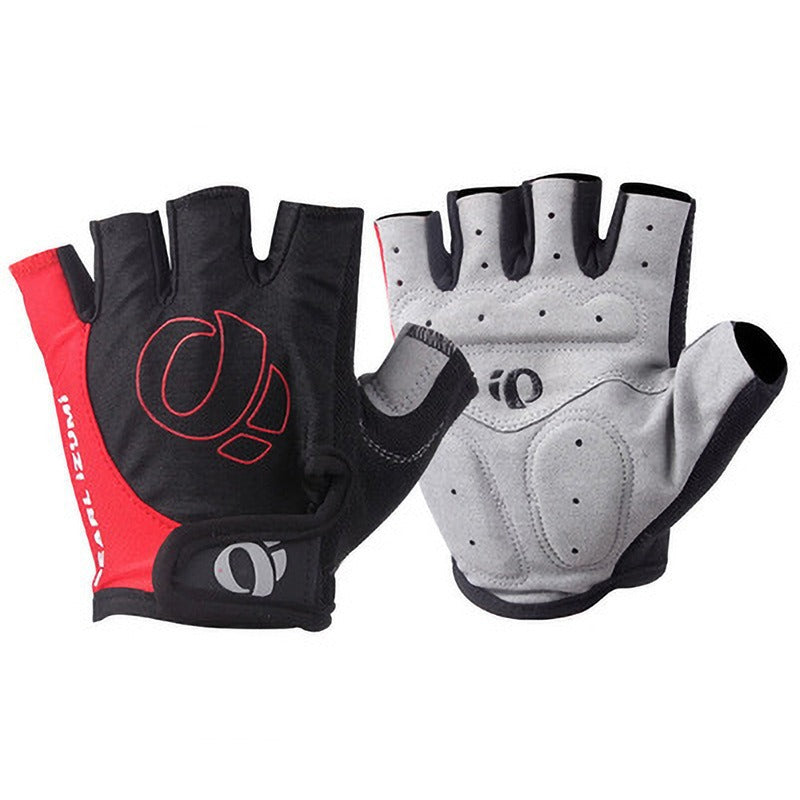 Wholesale one-word rice half-finger gloves bicycle road bike bicycle shockproof gloves cycling silicone short finger gloves