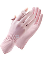Ice silk sunscreen gloves spring and summer women's anti-ultraviolet non-slip breathable cool feeling long outdoor sunscreen gloves