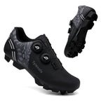 Road Mountain Men's and Women's Locked Bicycle Lockless Shoes Hard Sole Spinning Bicycle Riding Shoes Gym Black