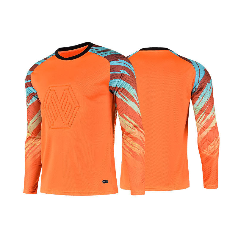 Football Goalkeeper Goalkeeper Uniform Suit Customized Men's Long-Sleeved Sponge Protective Jersey Gate Training Game Uniform Xunling