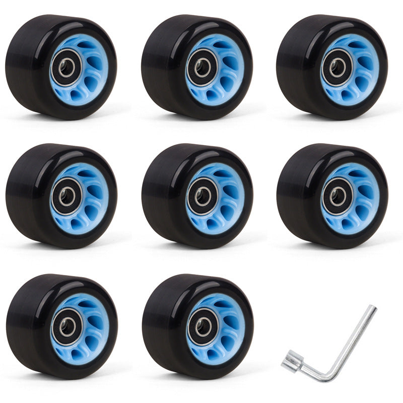 Double-row roller skates wear-resistant carpool four-wheel skates high hardness speed pulley roller skates skateboard universal Pu wheel