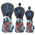 Golf Cart Cover Koi Wooden Pole Cover No. 1 Wooden Fairway Wooden Pole Head Protective Cover PU Waterproof Plush Pole Cover