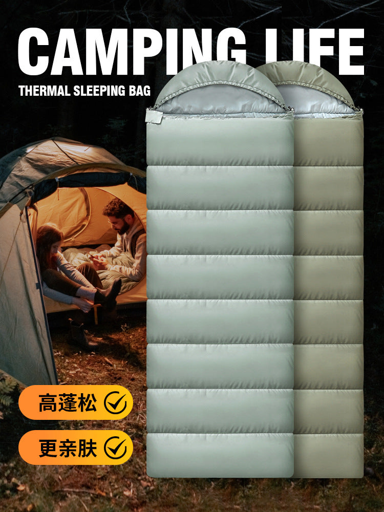 Adult Sleeping Bag Winter Thickened Outdoor Travel Camping Warm Cold-Proof Dirt-Proof Double Indoor Lunch Break Single