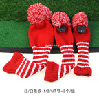 Golf striped wool wooden rod cover knitted cap cover wooden rod accessories club protective cover 1/3/UT/3 1 group