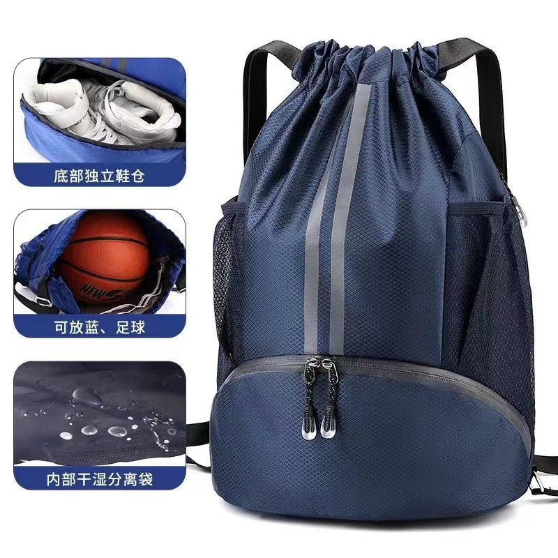 Drawstring Bag with Wet and Dry Separation, Waterproof Swimming Suit Storage Bag, Basketball Bag, Backpack with Wet and Dry Separation