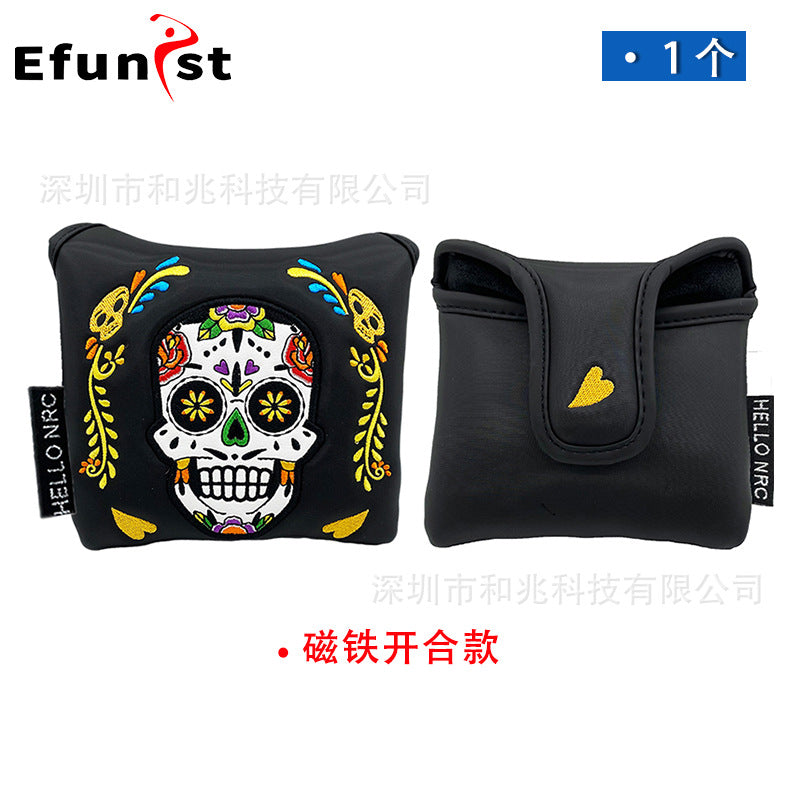 Golf club cover Square putter cover a variety of PU waterproof fabric inside thickened plush protective magnetic cap cover