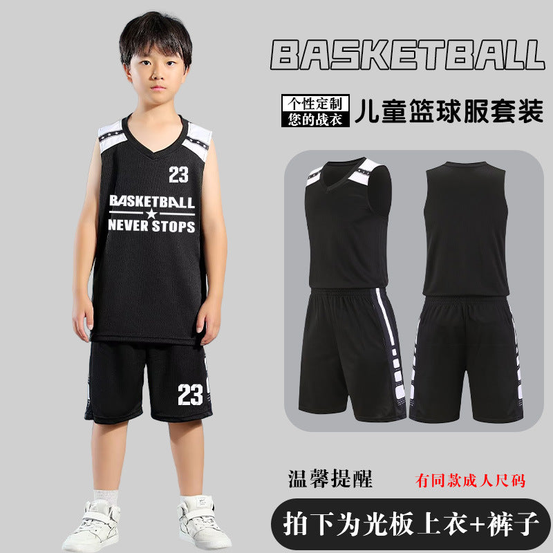 Children's Basketball Uniform Set Men's Basketball Team Uniform Jersey Basketball Training Camp School Sports Meeting Children's Basketball Team Uniform Number Printing