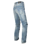 Volero Motorcycle Anti-Fall Riding Pants for Men, Casual Retro Washed Distressed Gray-Blue Motorcycle Jeans