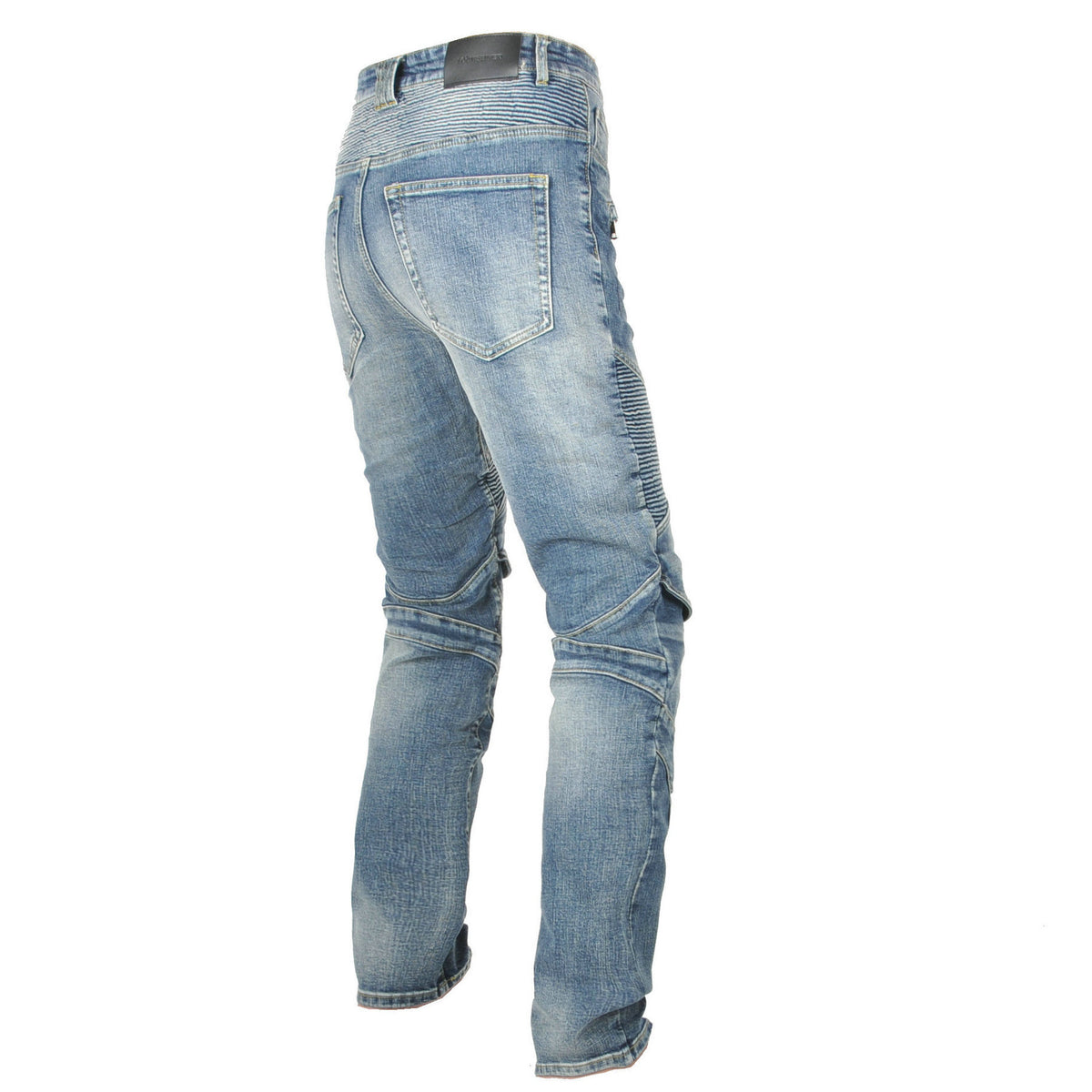 Volero Motorcycle Anti-Fall Riding Pants for Men, Casual Retro Washed Distressed Gray-Blue Motorcycle Jeans