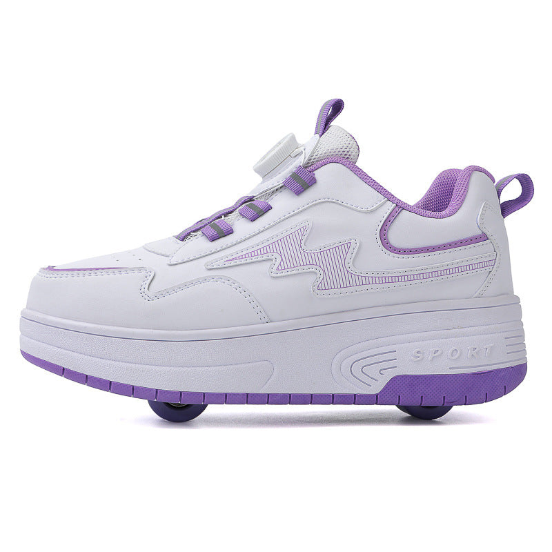 New Heal Walking Shoes Leather Shoes for Boys and Girls Children Students Teenagers Adult Roller Shoes Export Wholesale Shoes