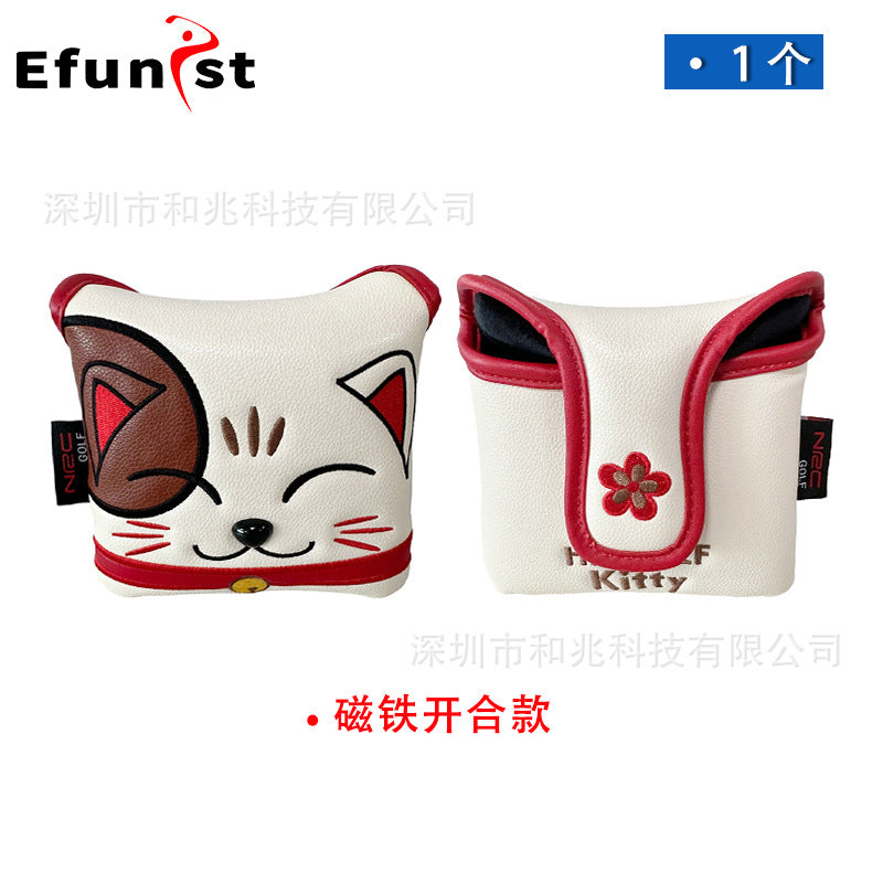 Golf club cover Square putter cover a variety of PU waterproof fabric inside thickened plush protective magnetic cap cover