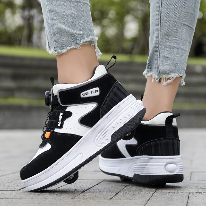 Children's heloo shoes for students roller skates girls' two-wheel deformation boys skating roller skates cross-border exclusive shoes
