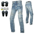 Volero Motorcycle Anti-Fall Riding Pants for Men, Casual Retro Washed Distressed Gray-Blue Motorcycle Jeans