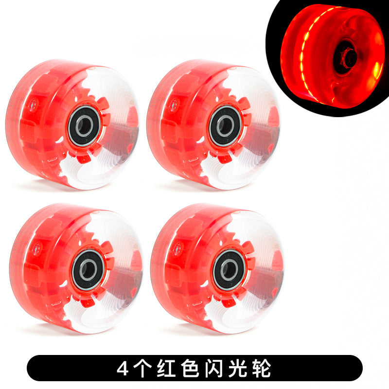 6536 double-row roller skates color luminous wheel four-wheel roller skates land skateboard universal PU transparent flash wheel