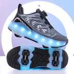 Cross-Border Children's Four-Wheel Roller Shoes, Boys' Light-Up Shoes, Detachable Girls' Student Sports Shoes, Children's Roller Skating Shoes