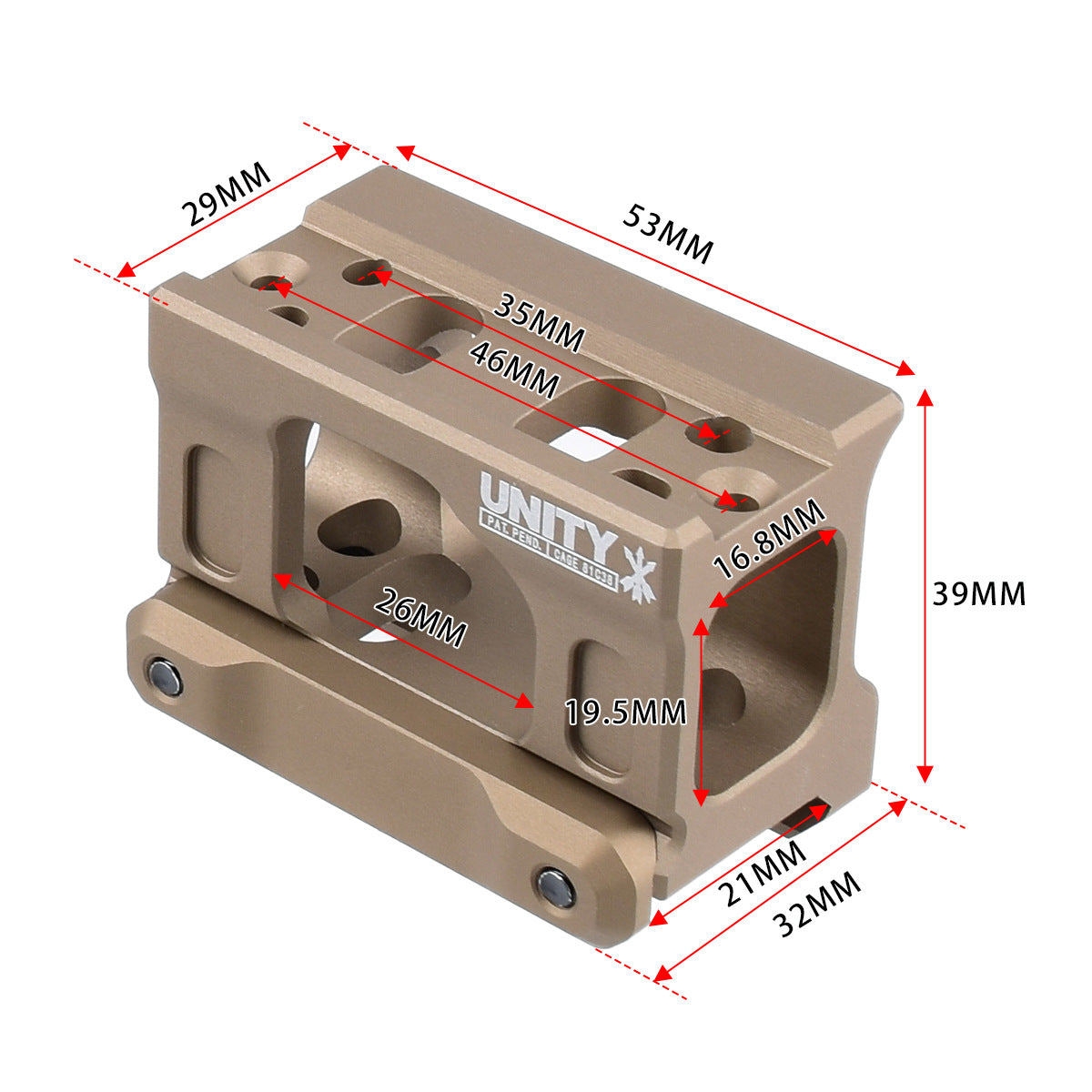 Tactical UN Base T1T2 Bracket HD41/Micro Mount Elevated Metal Base 20mm Card Slot Base