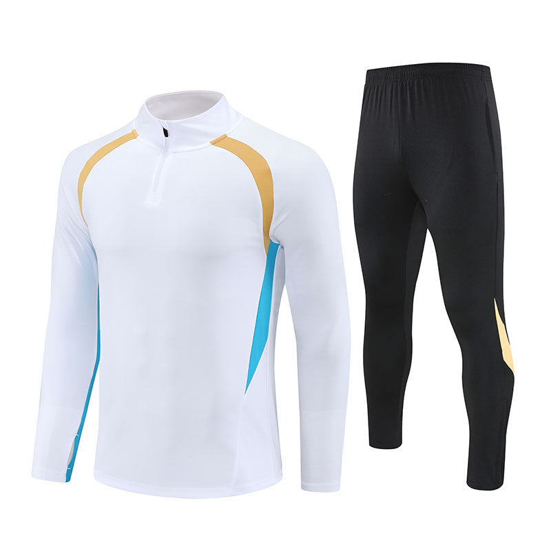 Half-Zip Pullover Football Training Suit Set Light Plate Long-Sleeved Autumn and Winter Appearance Suit Knitted Sportswear Customization
