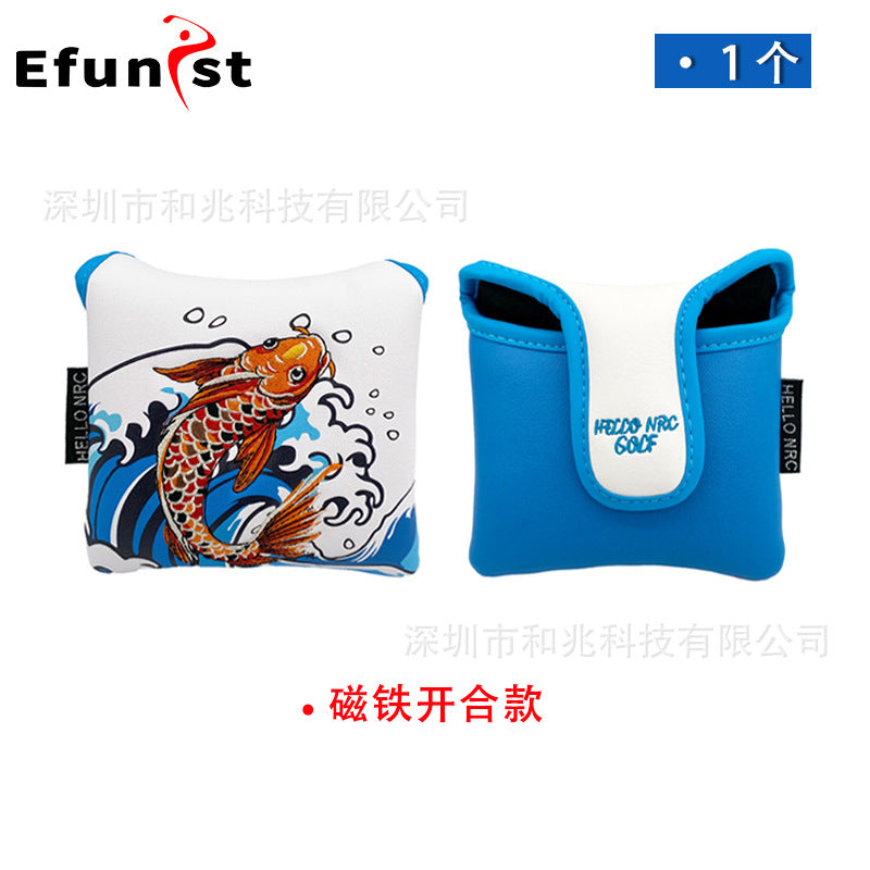 Golf club cover Square putter cover a variety of PU waterproof fabric inside thickened plush protective magnetic cap cover