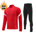 Autumn and Winter Velvet Half-Zip Pullover Long-Sleeved Training Clothing Set Kidsren's Football Appearance Clothing Running Sportswear Customization