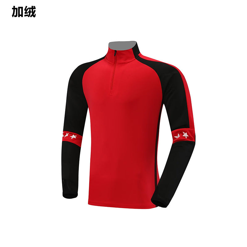 2024 autumn and winter football uniform half zipper long sleeve coat children's adult training clothing suit sports appearance clothing fleece-lined