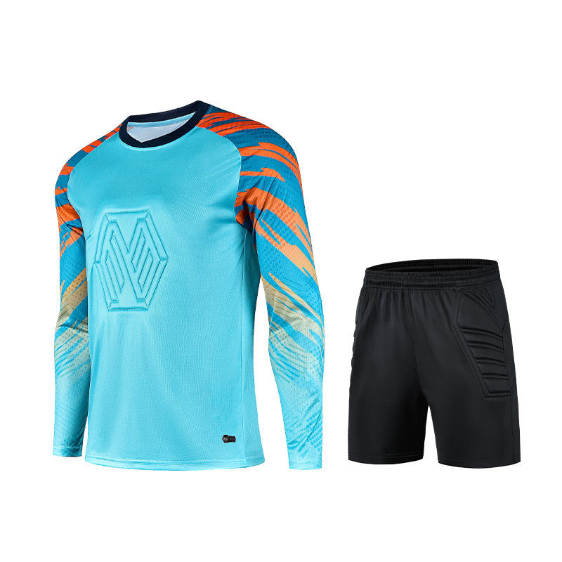Football Goalkeeper Goalkeeper Uniform Suit Customized Men's Long-Sleeved Sponge Protective Jersey Gate Training Game Uniform Xunling