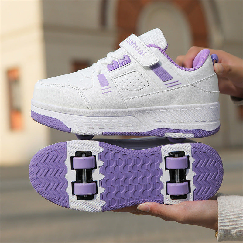 New heelloo shoes four-wheel skates adult detachable student men's and women's two-wheel flying shoes wheeled shoes generation