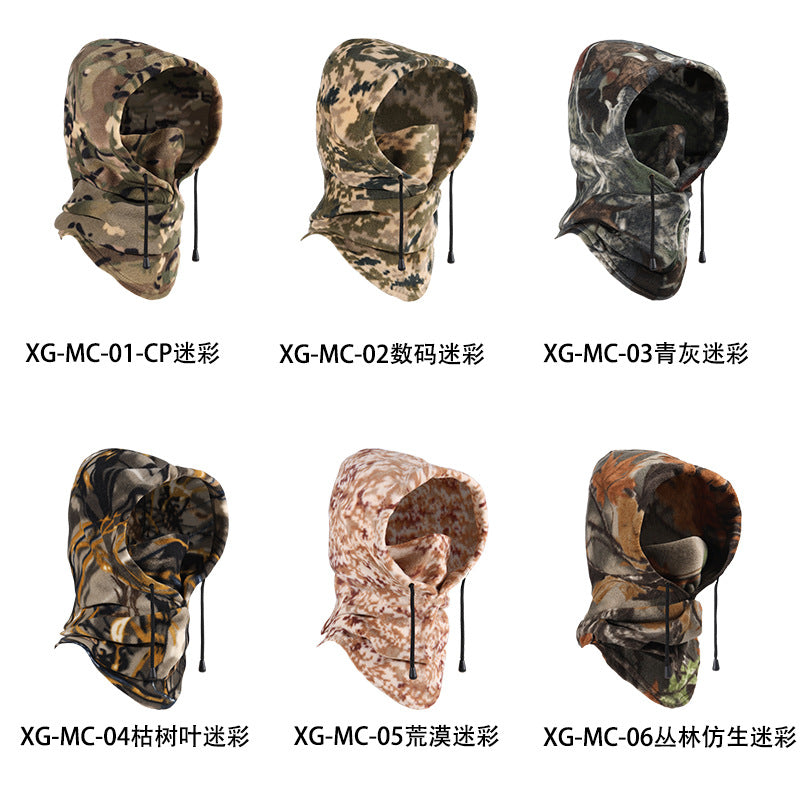 Cross-Border Autumn and Winter Warm and Windproof Cycling Sports Mask Polar Fleece Camouflage Warm Hunting Hood Ski Mask
