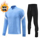 Autumn and Winter Velvet Half-Zip Pullover Long-Sleeved Training Clothing Set Kidsren's Football Appearance Clothing Running Sportswear Customization