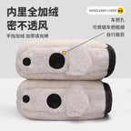 Winter Electric Vehicle Gloves, Warm and Thickeneded Handlebar Covers, Rainproof and Windproof Motorcycle Pu Leather Protective Gloves, Cotton Handlebar Covers