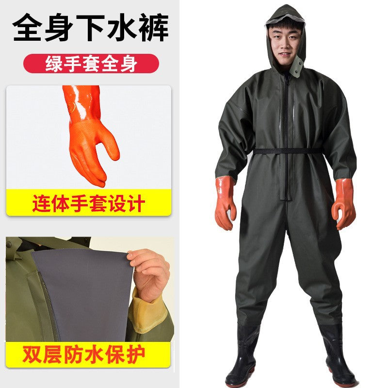 Wholesale full body water pants outdoor wear-resistant one-piece wading pants fishing digging lotus root fishing
